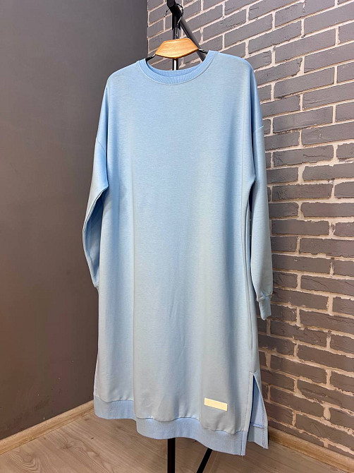 Сукня жіноча MY CITY 8211 спортивна середня довжина розрізи знизу резинка двунитка one size, блакитний, one size Київ - фото 15