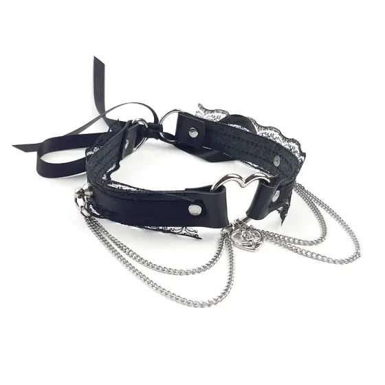 Сексуальний чокер Art of Sex - Karen з натуральної шкіри, Чорний Львов
