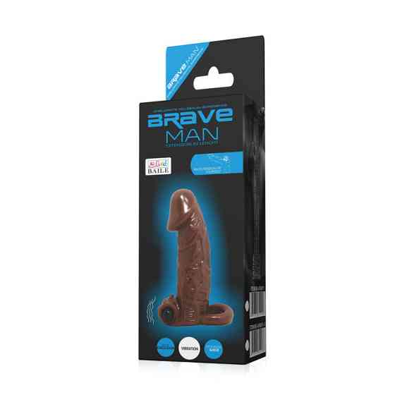 Насадка на член - Brave Man Vibrating Penis Sleeve Brown Sex Aura Київ