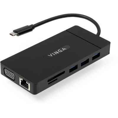 Концентратор Vinga USB-C 3.1 to VGA+HDMI+RJ45+3xUSB3.0+USB2.0+SD/TF+PD+Audio (VHYC10) Вінниця