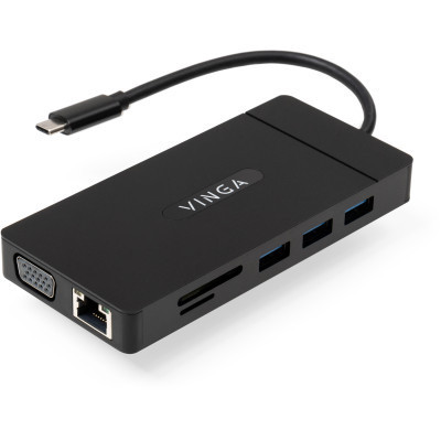 Концентратор Vinga USB-C 3.1 to VGA+HDMI+RJ45+3xUSB3.0+USB2.0+SD/TF+PD+Audio (VHYC10) Вінниця - фото 1
