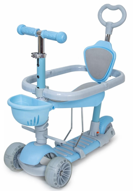 Детский самокат Smart 5 в 1 с защитными бортиком Pastel Blue. Для деток от 1 года Одесса - изображение 1