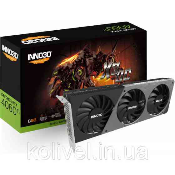 GeForce RTX4060 Ti Inno3D X3 OC, 8GB GDDR6, 128bit, PCI Express 4.0 X8 (N406T3-08D6X-171153L) Киев