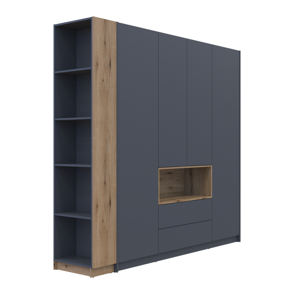 Шкаф для одежды с нишей и этажеркой Doros Дейл Графит/Дуб Эвок 4 ДСП 234х52х220 DRS-011738 (42005158) Львов - изображение 7