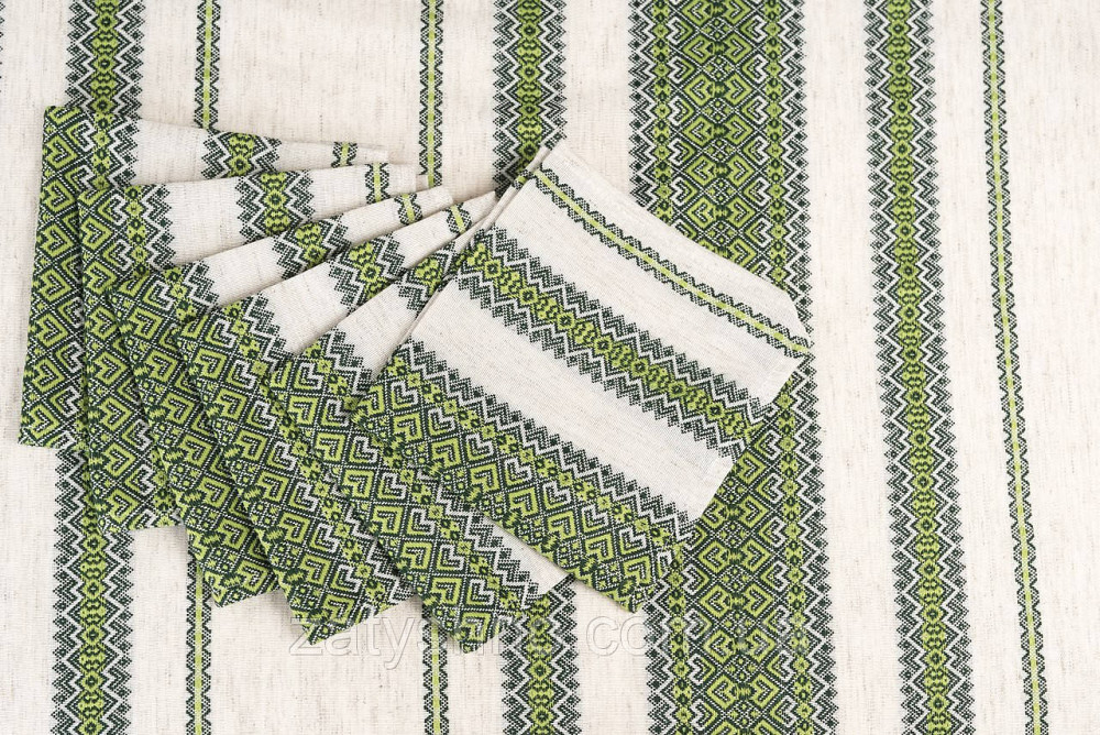 Скатерть вышитая зеленая с салфетками машинная вышивка Киев - изображение 2