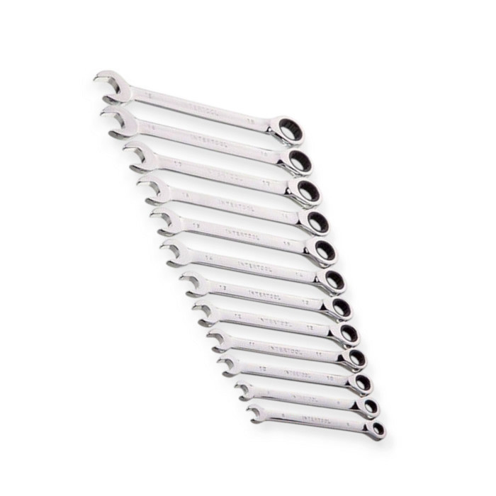 Набір ключів ріжково-накидних з тріскачкою 8-19 мм 12 шт (планшет) CrV Мукачево - фото 2