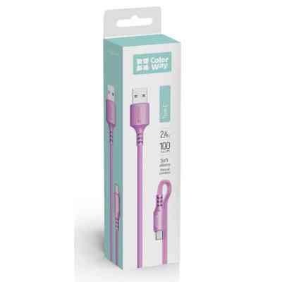 Дата кабель USB 2.0 AM to USB-C 1.0m soft silicone violet ColorWay (CW-CBUC044-PU) Вінниця
