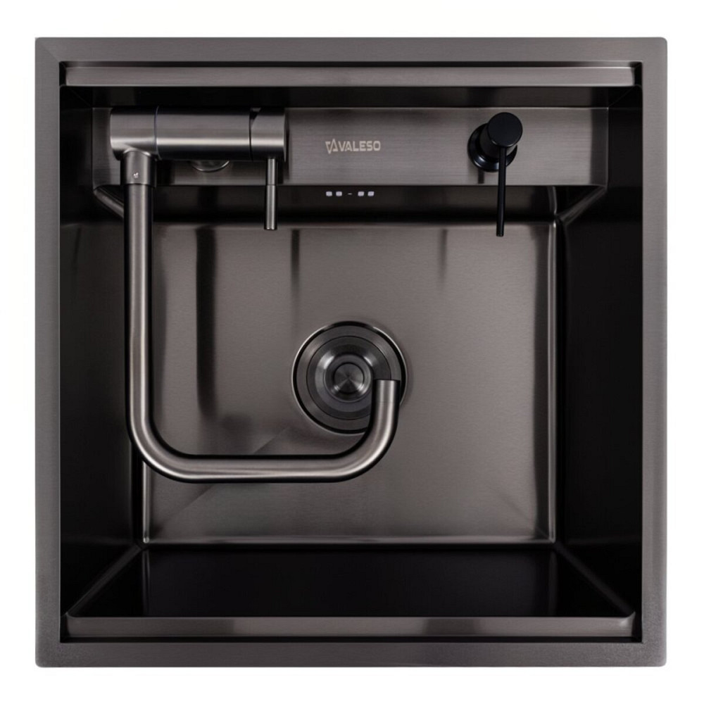 VALESO Кухонна мийка CM 50*50 прихована PVD чорна VALESO Handmade (змішувач в комплекті) Коломия - фото 11