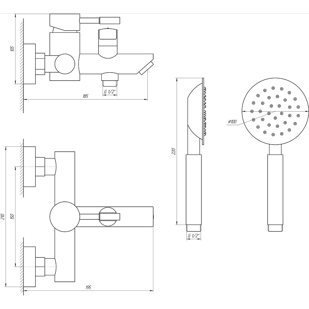 Змішувач для ванни Globus Lux ALPEN SBT1-102NE-BB Луцк - изображение 6