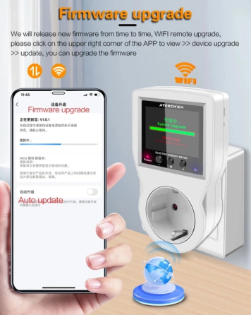 Розетка Atorch S1BWP-T Wi-Fi з водонепроникним NTC-датчиком температури (Bluetooth, Wifi, графіки, календар споживання) Білий Київ