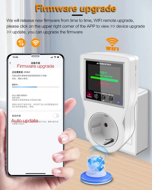 Розетка Atorch S1BWP-T Wi-Fi з водонепроникним NTC-датчиком температури (Bluetooth, Wifi, графіки, календар споживання) Білий Київ - фото 6