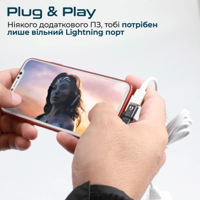 Переходник Lightning M to 2xLightning F Audiо + Charge Promate (ihinge-lt.grey) Винница - изображение 5