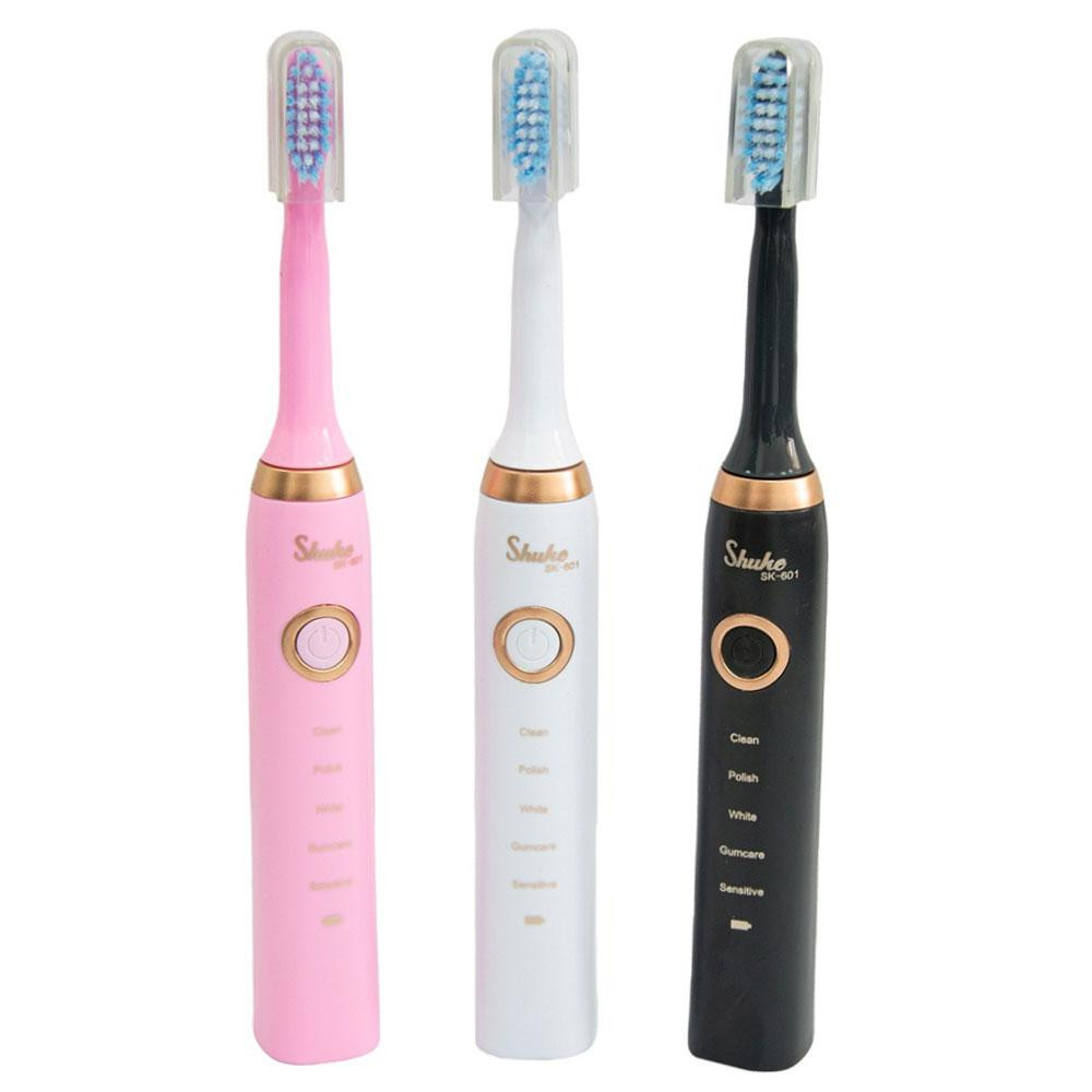 Электрическая зубная щетка, 4 насадки, Shuke, Розовая/ Аккумуляторная зубная щетка / Ультразвуковая электрощетка Киев - изображение 6