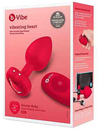 Анальная пробка с вибрацией и пультом управления B-Vibe Vibrating Heart Plug M/L Red Sex Aura Киев