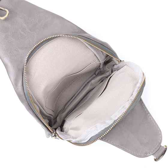 Зручна жіноча сумка з екошкіри з акцентом на текстильну лямку Vintage 22777 Сірий Київ