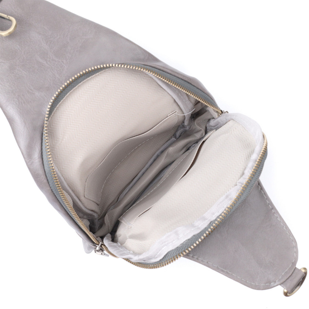 Удобная женская сумка из экокожи с акцентом на текстильную лямку Vintage 22777 Серый Киев - изображение 6