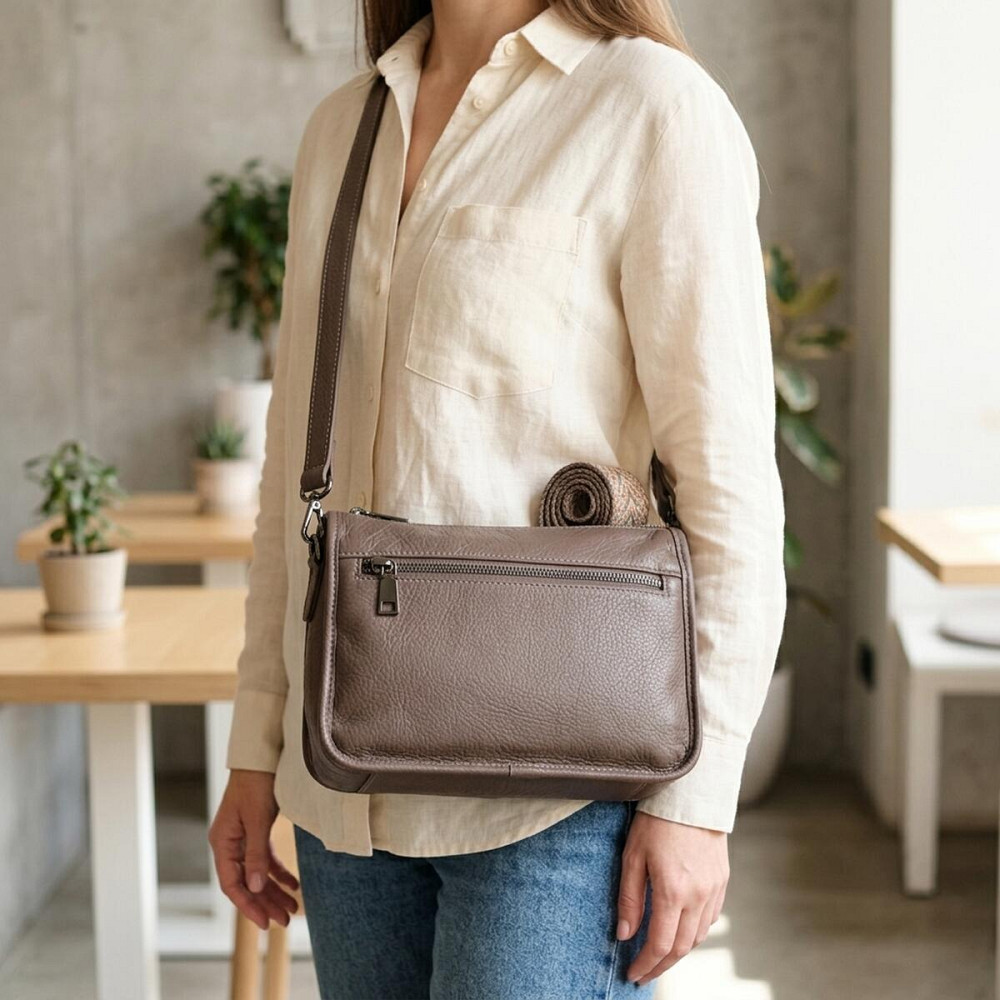 Жіноча сумка на плече із натуральної шкіри Vintage 23003 Коричневий Київ - фото 12