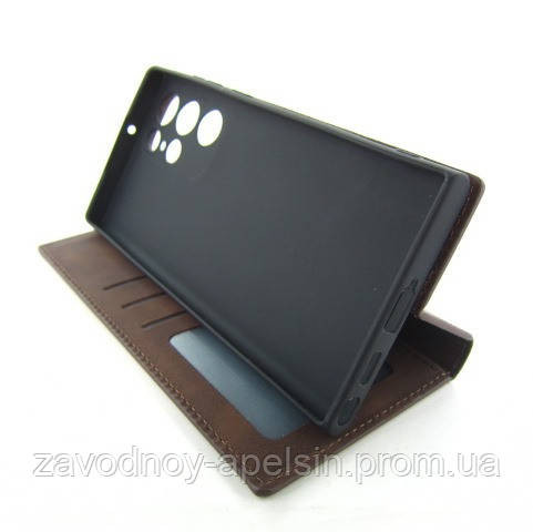 Чохол книжка Samsung S22 Ultra S908 Захист камери (коричневий) Одеса - фото 2
