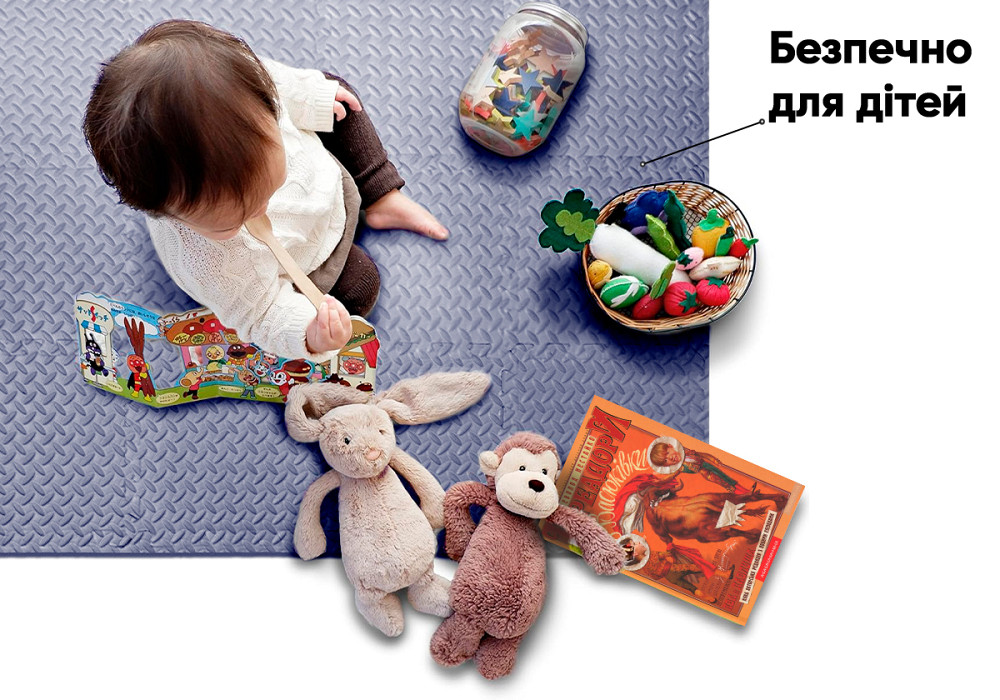 Татамі мат EasyFit 8 шт (30х30х1 см) хвіст ластівки сіній Коломия - фото 5