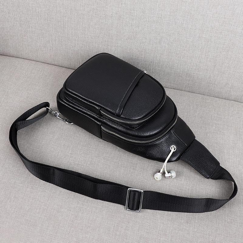 Сумка слінг чоловіча через плече 17х32х8, бананка з натуральної шкіри TIDING BAG A25F-515-1A чорна Київ - фото 5