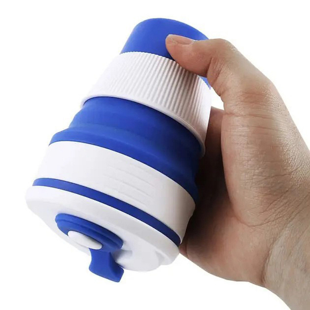 Стакан складной силиконовый 350 мл с крышкой синий Киев - изображение 5