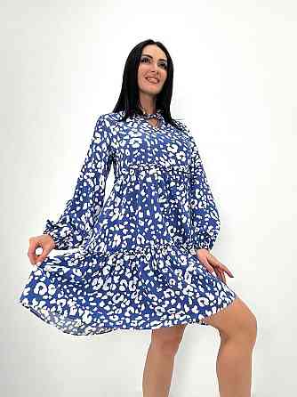 Легка жіноча сукня оверсайз "Lichi" оптом | Норма | Розпродаж моделі Синій, 46-48 Київ