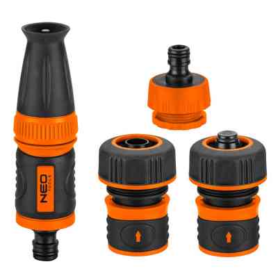 Набір для поливу Neo Tools 3/4&quot;, зрошувач прямий, 2 конектори для шланга, конектор для крана 3/4&quot;-1&quot; (15-711) Вінниця