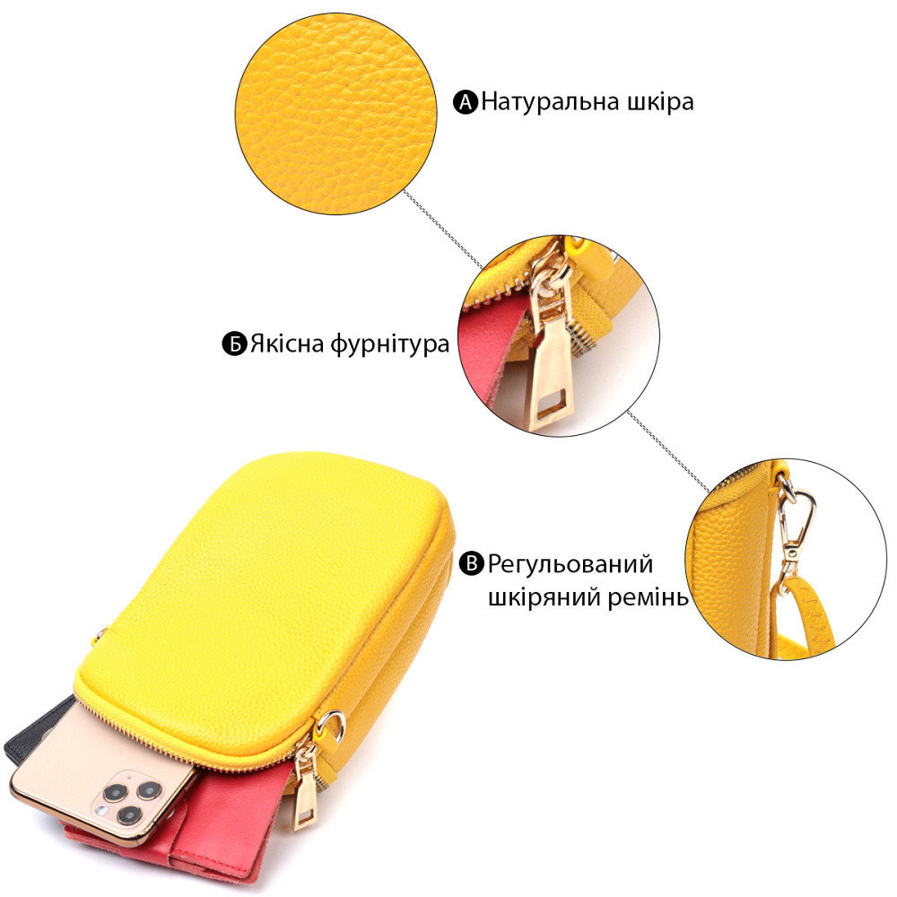 Оригинальная сумка для женщин из мягкой натуральной кожи Vintage 22342 Желтый Киев - изображение 4