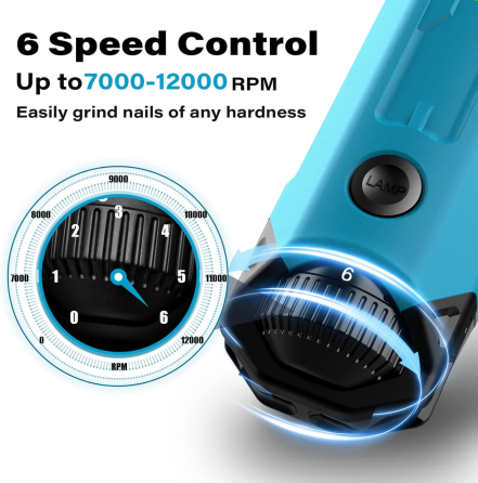 Машинка для шлифовки когтей собак Casfuy 6 скоростей, LED подсветка, USB, аккумуляторная, для маленьких, средних и больших собак Киев