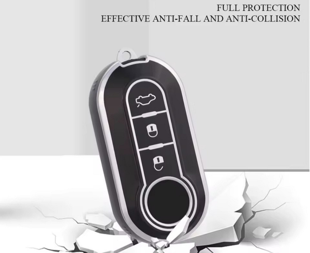 Захисний чохол для автомобільного ключа Fiat Lancia Citroen Peugeot Чорний зі сріблом Смела - изображение 5