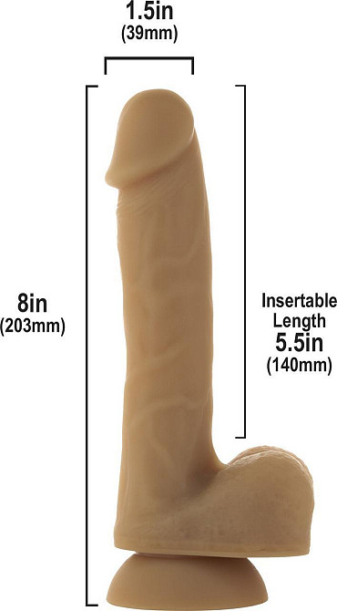 Гнучкий фалоімітатор на присосці ADDICTION — ANDREW 8″ Silicone Dong — Caramel, віброкуля в подаруно Sex Aura Київ - фото 3