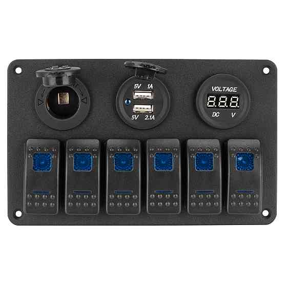 Панель переключения на 6 кнопок с вольметром, USB и прикуривателем Киев