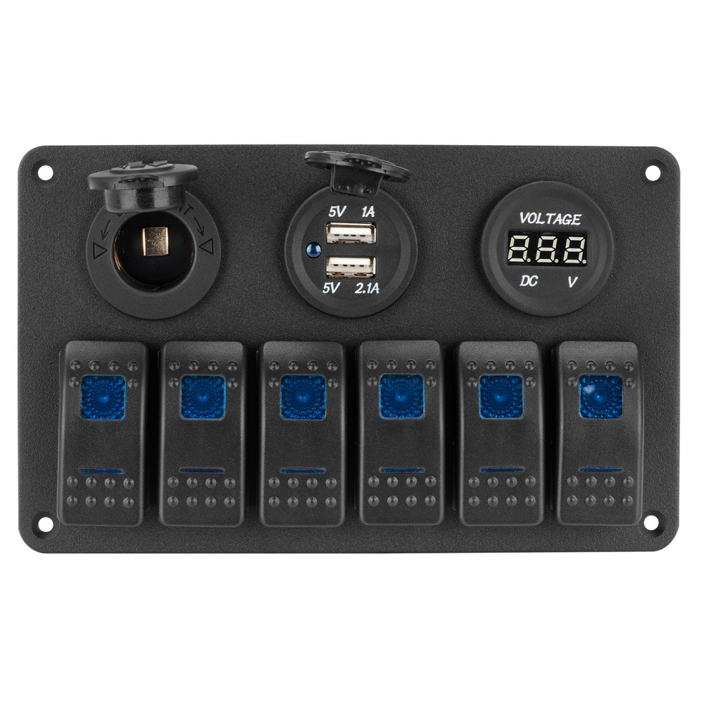 Панель переключения на 6 кнопок с вольметром, USB и прикуривателем Киев - изображение 2