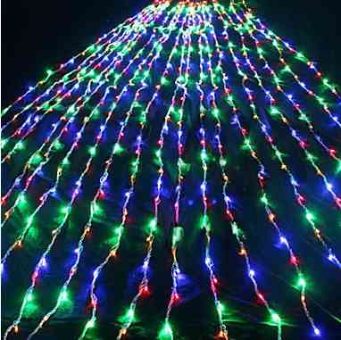 Гірлянда штора Водоспад 480 RGB led 4.0х2.0м (прозорий провід з подовженням) Кольорова Вінниця
