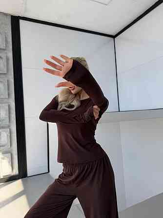 Жіночий прогулянковий костюм-двійка турецький віскоза Шоколад Одеса