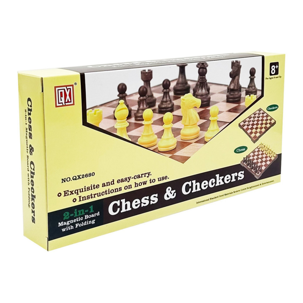 Набір настільних ігор "Шахи та шашки" 2 в 1 QX2680, 25х15х4 см, 48 фігур Вінниця - фото 1