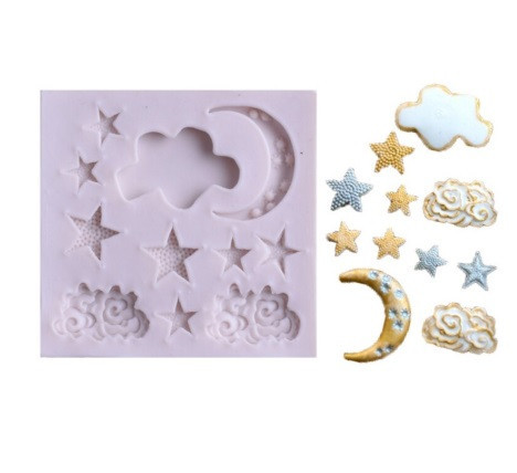 Молд силиконовый Луна тучи звёзды 80 на 85 мм серый Киев - изображение 5