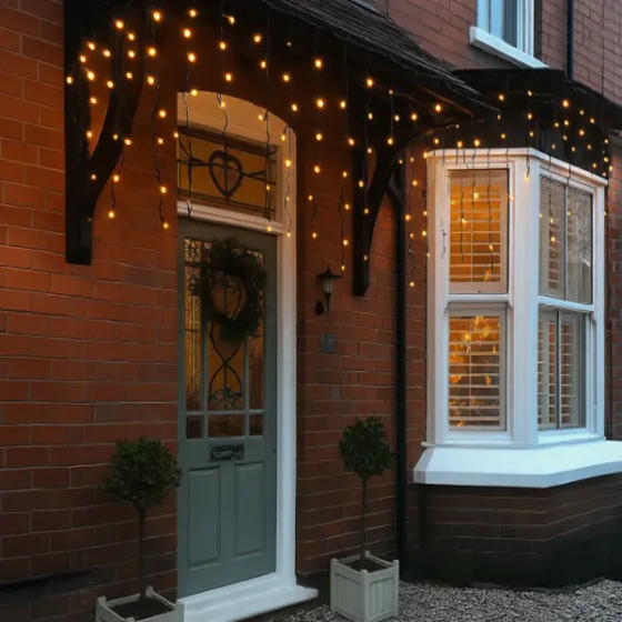 Вулична гірлянда бахрома 12 м 200 led чорний провід чорний провід Жовтий 12MBY Київ