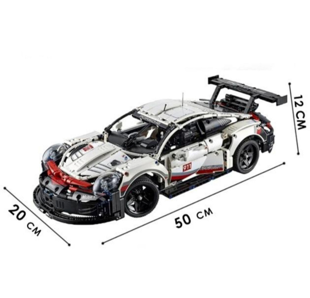 Конструктор машика Техник Porsche 911 RSR 1580 деталей маштаб 1:10 Порш 911 белый Киев - изображение 8