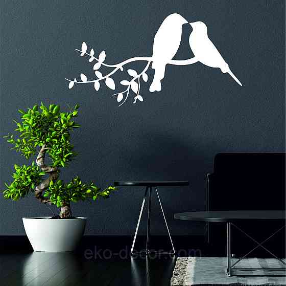 Декоративное настенное Панно «Две птички», Декор на стену 50*26 см, Белый Киев