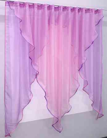 Кухонна фіранка VR-Textil № 009к бузковий з рожевим 280х170 см (50-315) Киев