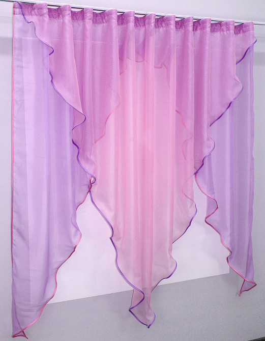 Кухонна фіранка VR-Textil № 009к бузковий з рожевим 280х170 см (50-315) Киев - изображение 2