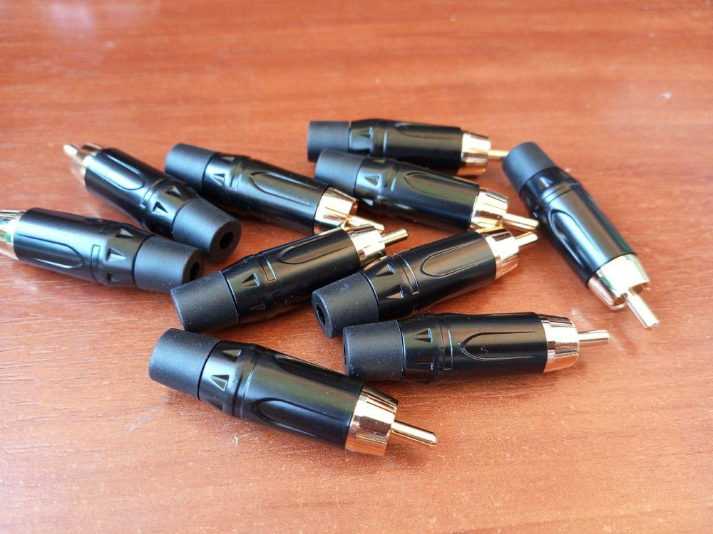 Штекер RCA gold, метал корпус, чорний Полтава - фото 1