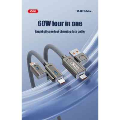 Дата кабель USB 2.0 AM to USB-C + USB 2.0 AM to Lightning 1.0m 60W gray XO (NB275_4-in-1_Gray) Вінниця