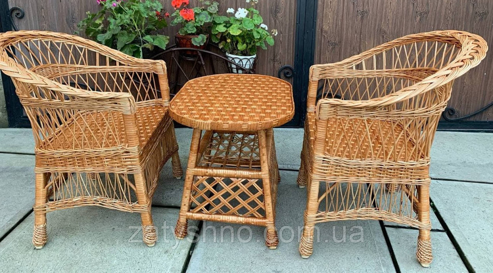 Набор плетеной мебели из двух кресел и стола Киев - изображение 1