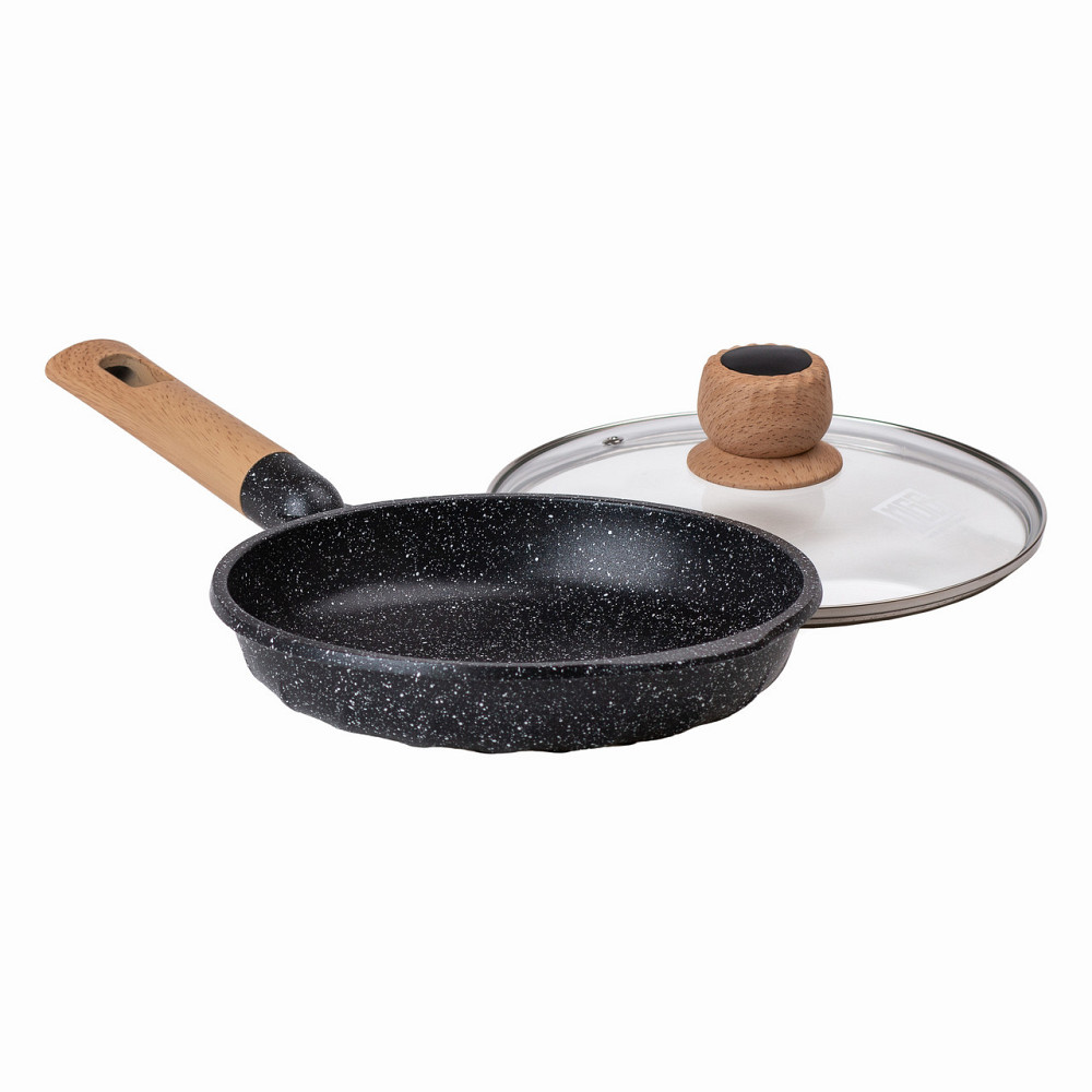 Мраморная алюминиевая сковорода с антипригарным покрытием Ø 22 см черная MGC HP-4-422B Киев - изображение 4