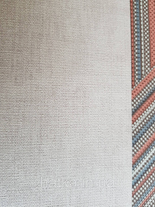 Ообои вінілові на флізелін Decoprint Moments MO22805 однотонні під мішковину кремові з рожевим Київ - фото 2