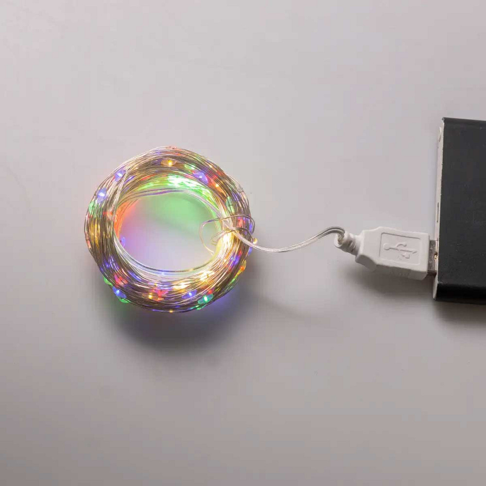 Гірлянда роса 20 метрів USB на 200 led світлодіодів крапля 20 метрів білий дріт мультиколор USB200L20MWML Коломия - фото 1