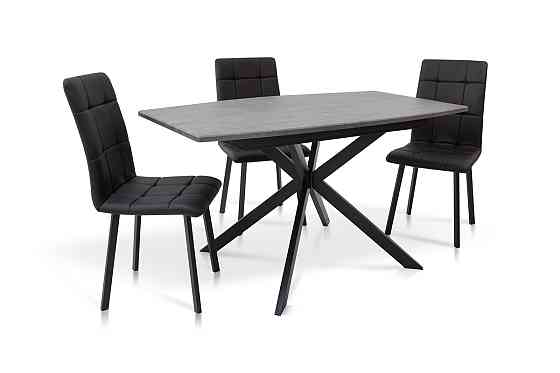 Стіл Річард 140(+40)*85 чорний метал/мрамор темний Киев