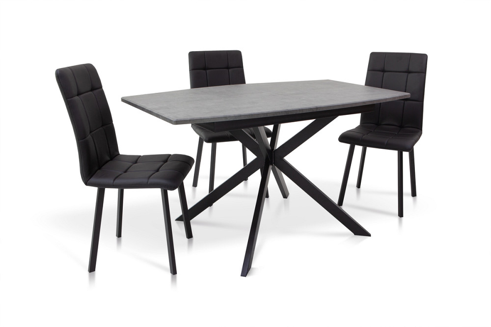 Стіл Річард 140(+40)*85 чорний метал/мрамор темний Киев - изображение 1